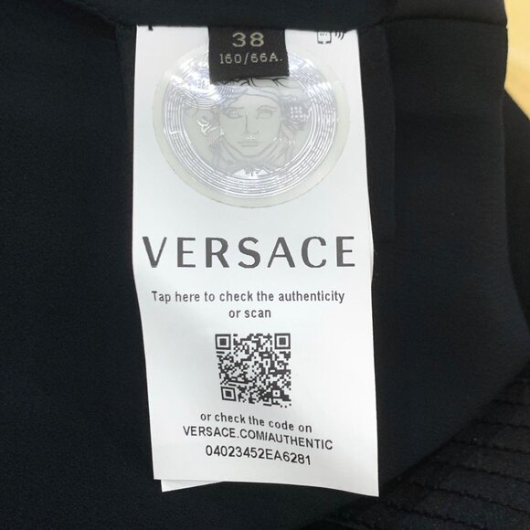 Versace Black Wrap Mini Skirt W/ Gold Clasp Design Size 38 Ribbed Detailing Clas - Picture 5 of 6